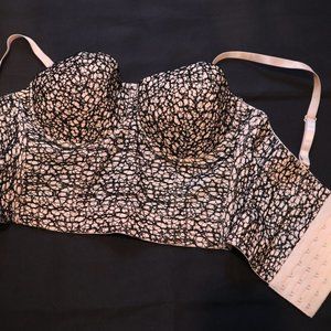 Cream and Black Bralette Bra Textured Lace Party Top Size Small